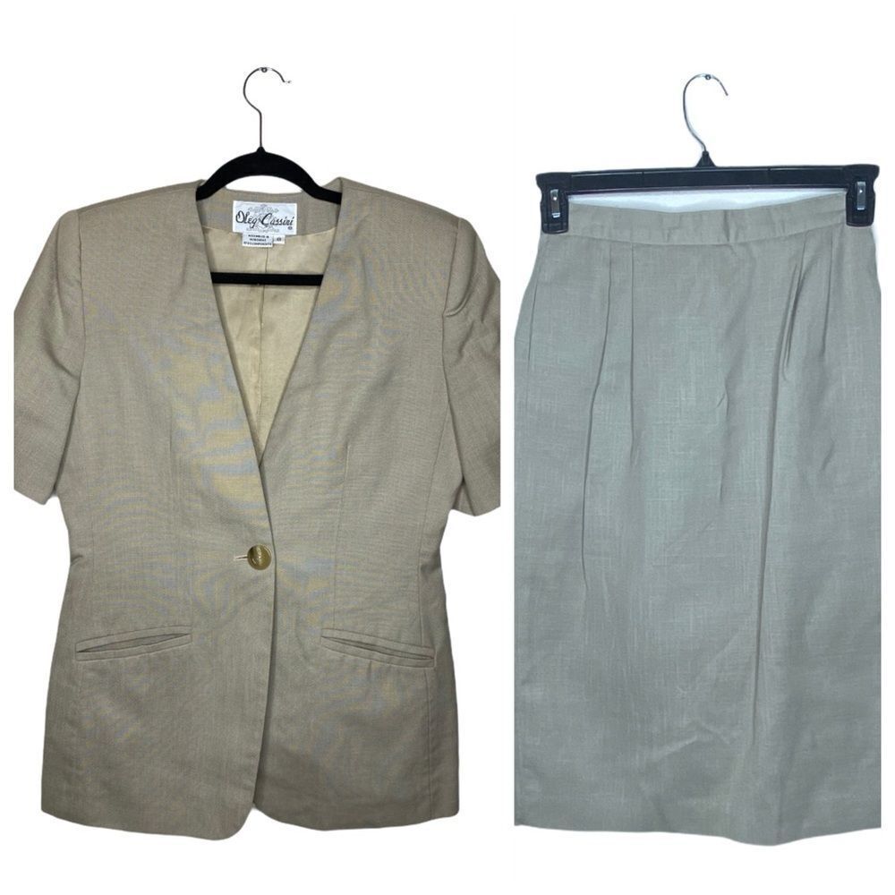 Vintage Oleg Cassini Tan‎ Skirt Set